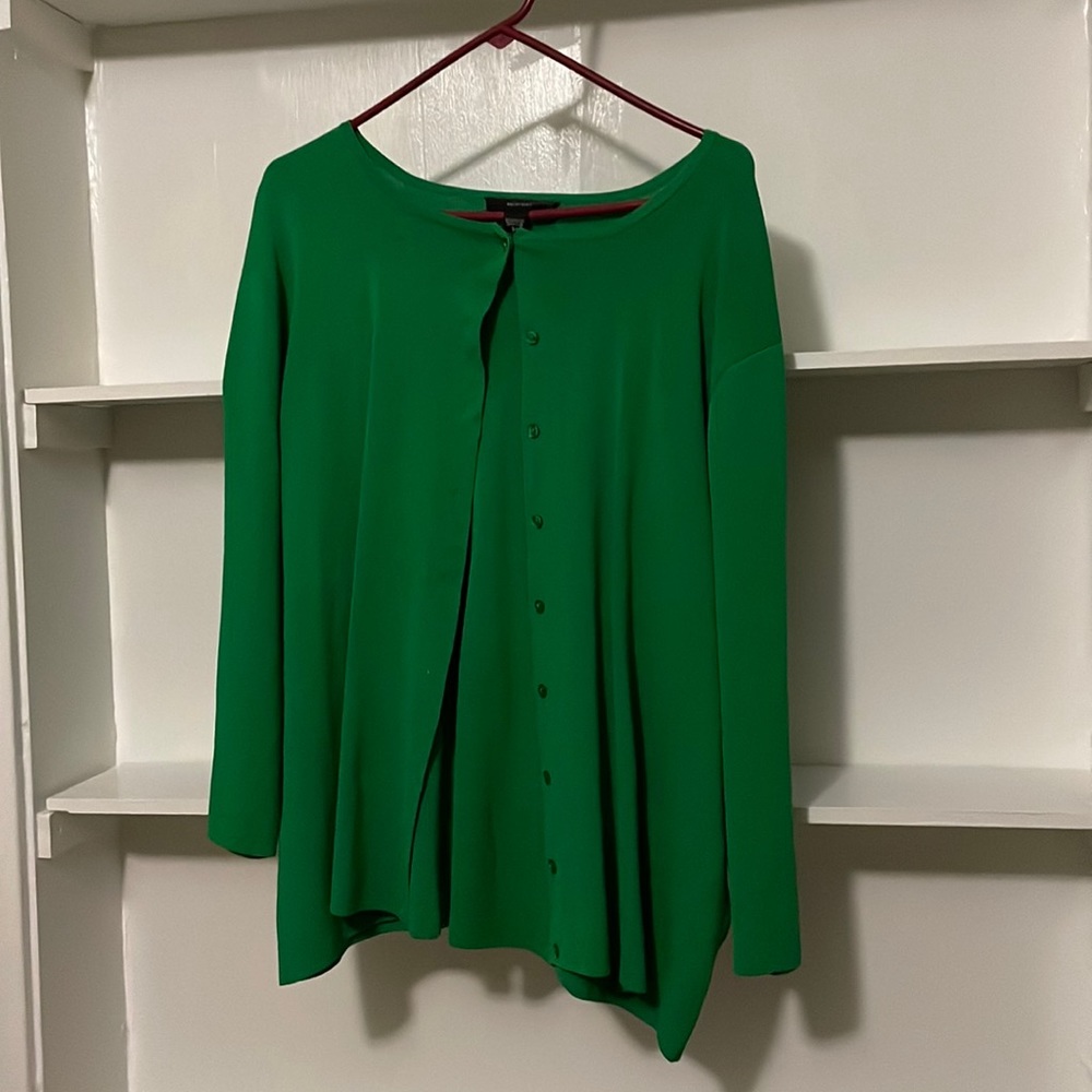 Green 3X Long Sleeve Button Down Cardigan